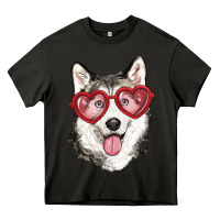 Asphalt husky with love glasses Heavy Core Tee - RanaPortraitStore