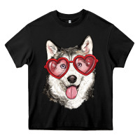 Black husky with love glasses Heavy Core Tee - RanaPortraitStore