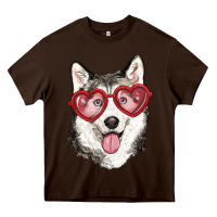 Chocolate Brown husky with love glasses Heavy Core Tee - RanaPortraitStore