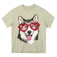 Mossy husky with love glasses Heavy Core Tee - RanaPortraitStore