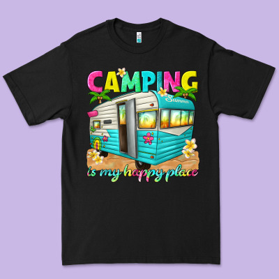 Camping Is My Happy Place Premium Tee Designed By Texasbilliewilder