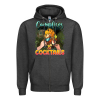 Charcoal Heather campfirescocktails Zipper Hoodie - NancyCooperArtShop