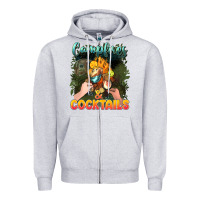 Heather Grey campfirescocktails Zipper Hoodie - NancyCooperArtShop