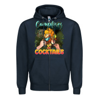 Navy campfirescocktails Zipper Hoodie - NancyCooperArtShop
