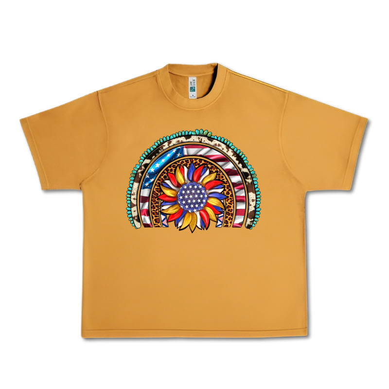 Sunflower American Flag Leopard Gemstone Cowhide Rainbow Urban Heavy Tee by Artiststas | Teevron