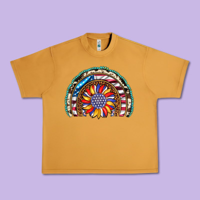 Sunflower American Flag Leopard Gemstone Cowhide Rainbow Urban Heavy Tee Designed By Artiststas