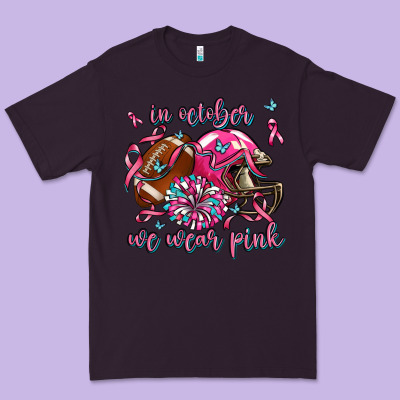 In October We Wear Pink Football Premium Tee Designed By Adodesignshop