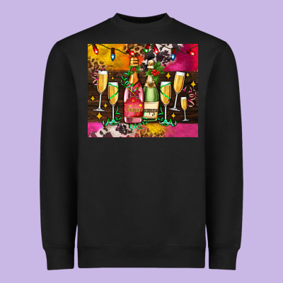 Christmas Champagne Bottles And Heavyweight Sweatshirt Designed By Adodesignshop