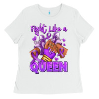 White fight like a queen lupus awareness afro girl sneak Ladies Tee - RanaPortraitStore