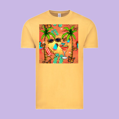 Summer Slipper And Cocktail Seamless Pattern Vintage Tee Designed By Bundleandbundleshop