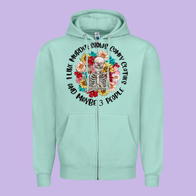 I Like Murder Shows Comfy Clothes And Like 3 Peopl Zipper Hoodie Designed By Maliassmallbusiness