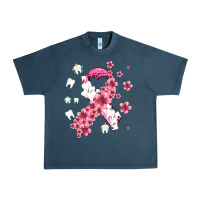 Midnight Navy teeth and flower cancer ribbon Urban Heavy Tee - AdoDesignShop