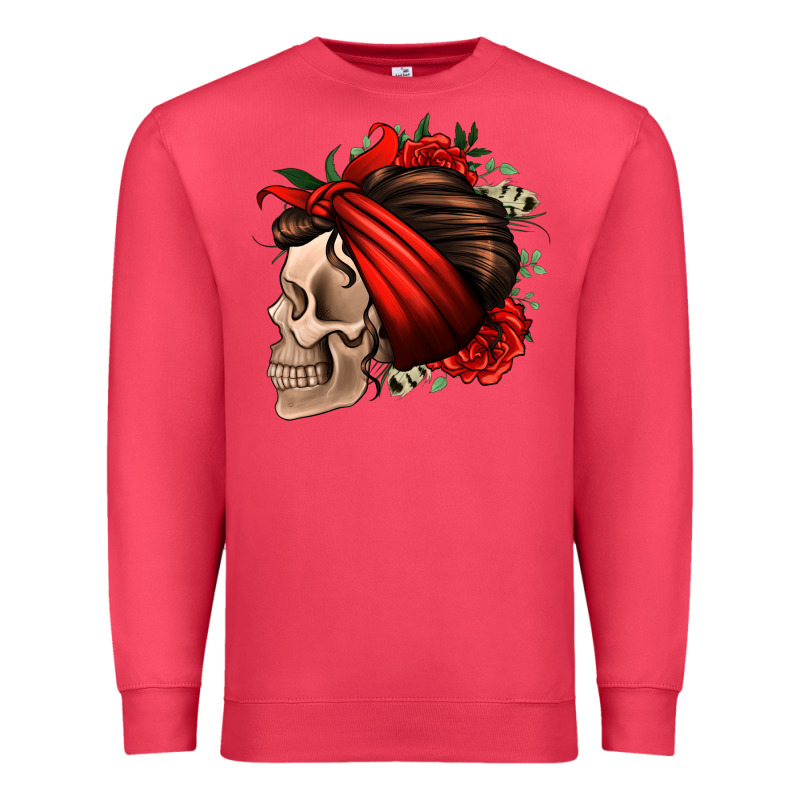 Bandana And Roses Skull Premium Sweatshirt by Jasminsmagicworld | Teevron