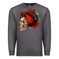 Charcoal Heather bandana and roses skull Premium Sweatshirt - Jasminsmagicworld