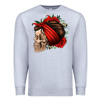 Heather Grey bandana and roses skull Premium Sweatshirt - Jasminsmagicworld