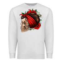 Oatmeal Heather bandana and roses skull Premium Sweatshirt - Jasminsmagicworld