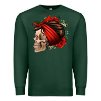 Sports Green bandana and roses skull Premium Sweatshirt - Jasminsmagicworld