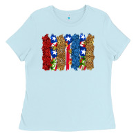 Baby Blue puerto rico republic brushstrokes Ladies Tee - RanaPortraitStore