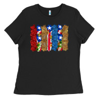 Black puerto rico republic brushstrokes Ladies Tee - RanaPortraitStore