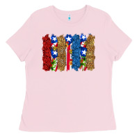 Bubblegum Pink puerto rico republic brushstrokes Ladies Tee - RanaPortraitStore