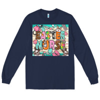 Navy Easter Day Nurse Long Sleeve Tee - NancyCooperArtShop