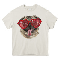 Cream pug with love glasses Heavy Core Tee - RanaPortraitStore