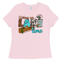 Bubblegum Pink living on lake time Ladies Tee - texasbilliewilder