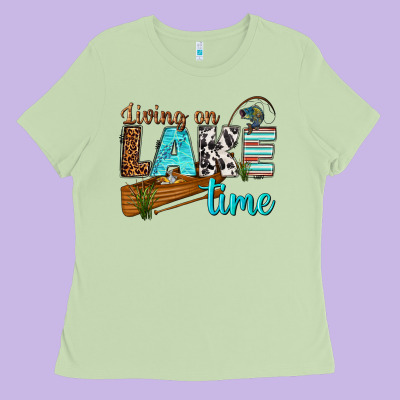 Living On Lake Time Ladies Tee Designed By Texasbilliewilder