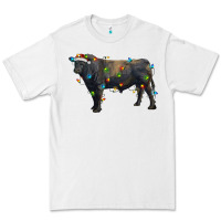 White christmas black angus bull with christmas lights Premium Tee - RanaPortraitStore