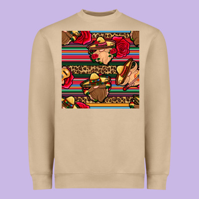 Mexican Gnomes Seamless Pattern Heavyweight Sweatshirt Designed By Bundleandbundleshop