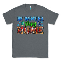 Charcoal Heather in winter stay home with gloves Classic Tee - AdoDesignShop