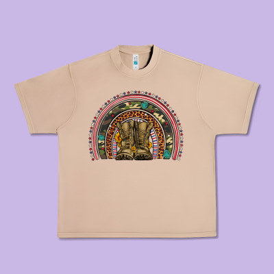 Soldier Boots Camouflage Leopard Gemstone Rainbow Urban Heavy Tee Designed By Artiststas