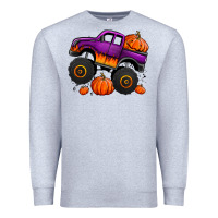 Heather Grey halloween jack o lantern monster truck Premium Sweatshirt - Jasminsmagicworld