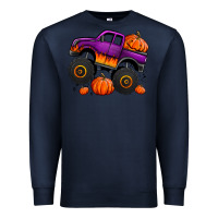 Navy halloween jack o lantern monster truck Premium Sweatshirt - Jasminsmagicworld