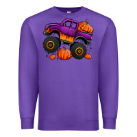 Purple halloween jack o lantern monster truck Premium Sweatshirt - Jasminsmagicworld