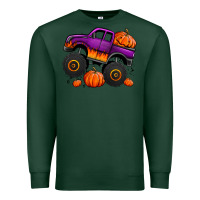 Sports Green halloween jack o lantern monster truck Premium Sweatshirt - Jasminsmagicworld