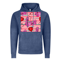 Vintage Denim valentines day heart and love balloons seamless pattern Vintage Hoodie - BundleAndBundleShop