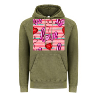 Vintage Olive valentines day heart and love balloons seamless pattern Vintage Hoodie - BundleAndBundleShop