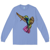 Colony Blue Flying Ruby Throated Hummingbird Long Sleeve Tee - LillyAllenDesigns