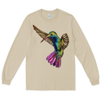 Mushroom Flying Ruby Throated Hummingbird Long Sleeve Tee - LillyAllenDesigns