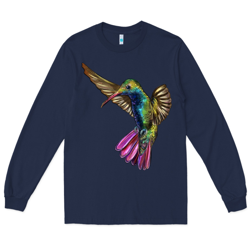 Flying Ruby Throated Hummingbird Long Sleeve Tee by LillyAllenDesigns | Teevron