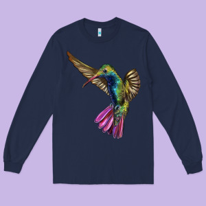 Flying Ruby Throated Hummingbird Long Sleeve Tee Designed By Lillyallendesigns