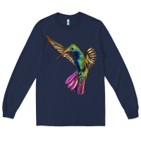 Navy Flying Ruby Throated Hummingbird Long Sleeve Tee - LillyAllenDesigns