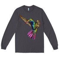 Smoke Flying Ruby Throated Hummingbird Long Sleeve Tee - LillyAllenDesigns