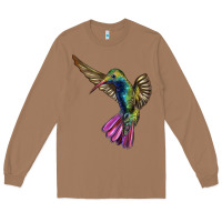 Toasted Coconut Flying Ruby Throated Hummingbird Long Sleeve Tee - LillyAllenDesigns