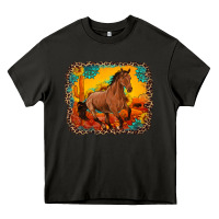 Asphalt horse with sunflowers turquoise gemstone western sunset leopard backgr Heavy Core Tee - Artiststas