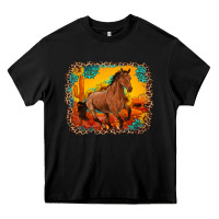 Black horse with sunflowers turquoise gemstone western sunset leopard backgr Heavy Core Tee - Artiststas