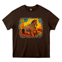Horse With Sunflowers Turquoise Gemstone Western Sunset Leopard Backgr Heavy Core Tee | Teevron