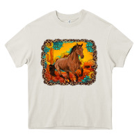 Cream horse with sunflowers turquoise gemstone western sunset leopard backgr Heavy Core Tee - Artiststas