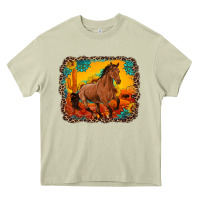 Mossy horse with sunflowers turquoise gemstone western sunset leopard backgr Heavy Core Tee - Artiststas